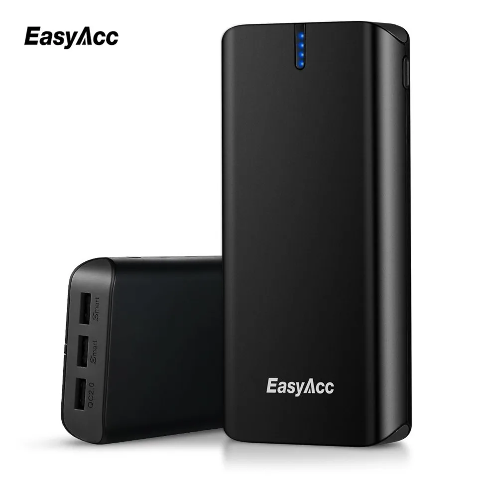 Easyacc Quick Charge 20000 мАч PowerBank 18650 Внешний Батарея 3 Порты быстро Smart Travel Зарядное устройство для iPhone 7 6 6 s Xiaomi MI5