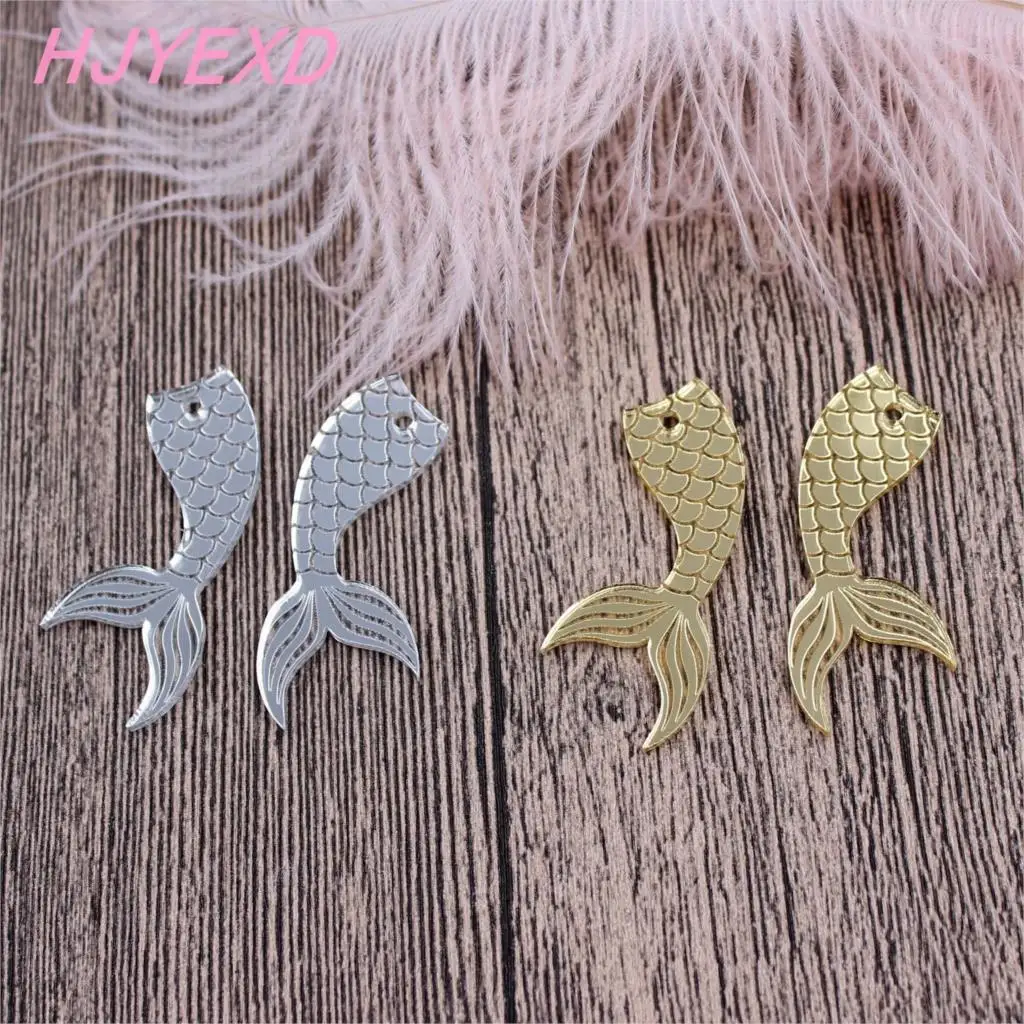 

38mm /50mm Acrylic Earrings Mermaid Tail Earrings Gold & Silver Mirror Laser Cutout -AC1544