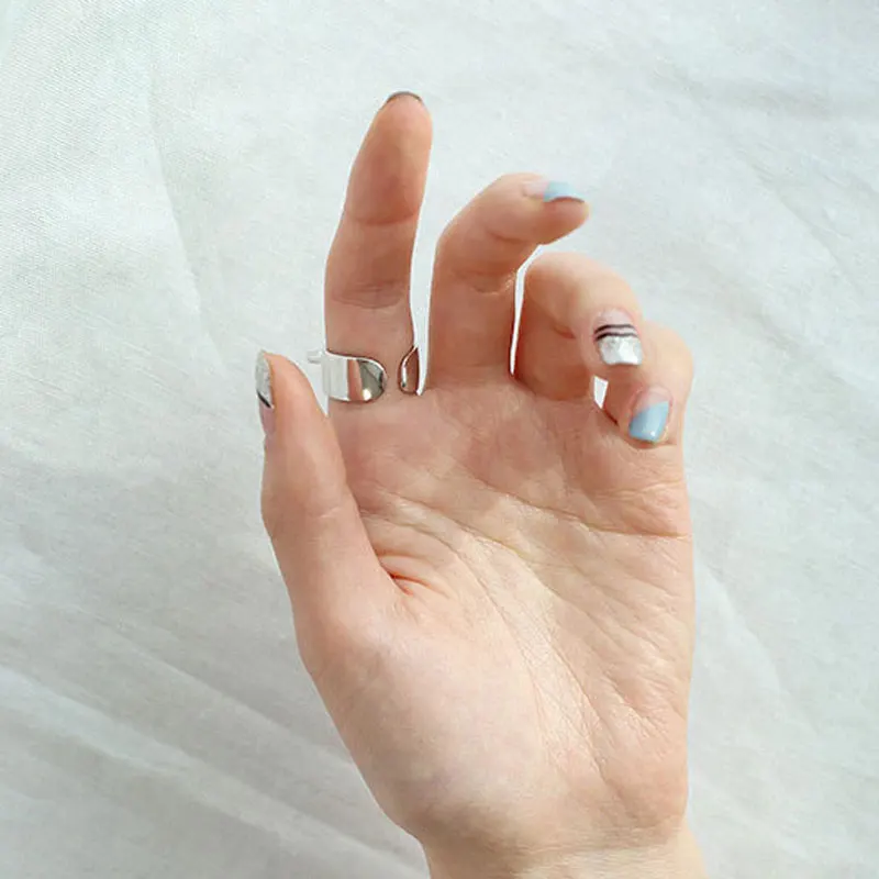 Уход Подлинная стерлингового серебра 925 Открытые Кольца гладкой мотаться Регулируемая палец кольцо в Корейском стиле Fine Jewelry Прямая