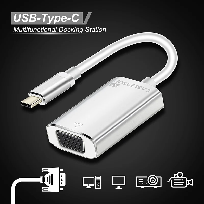 Cabletime New USB Type C VGA Adapter Type C Cable to VGA Converter USB C 3.1 For Macbook Chromebook Lumia Pixel Dell N127 Cabletime New USB Type C VGA Adapter Type C Cable to VGA Converter USB C 3.1 For Macbook Chromebook Lumia Pixel Dell N127