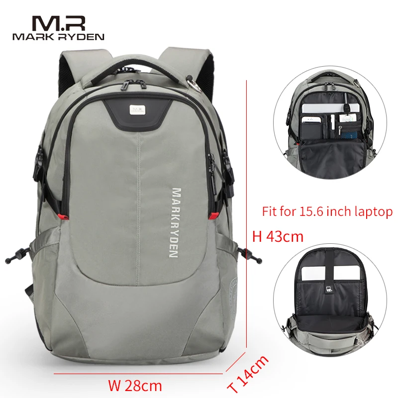 Mark Ryden Men's Backpack Fashion Multifunction USB Charging Men 15inch Laptop Backpacks Bisiness Bag For Men