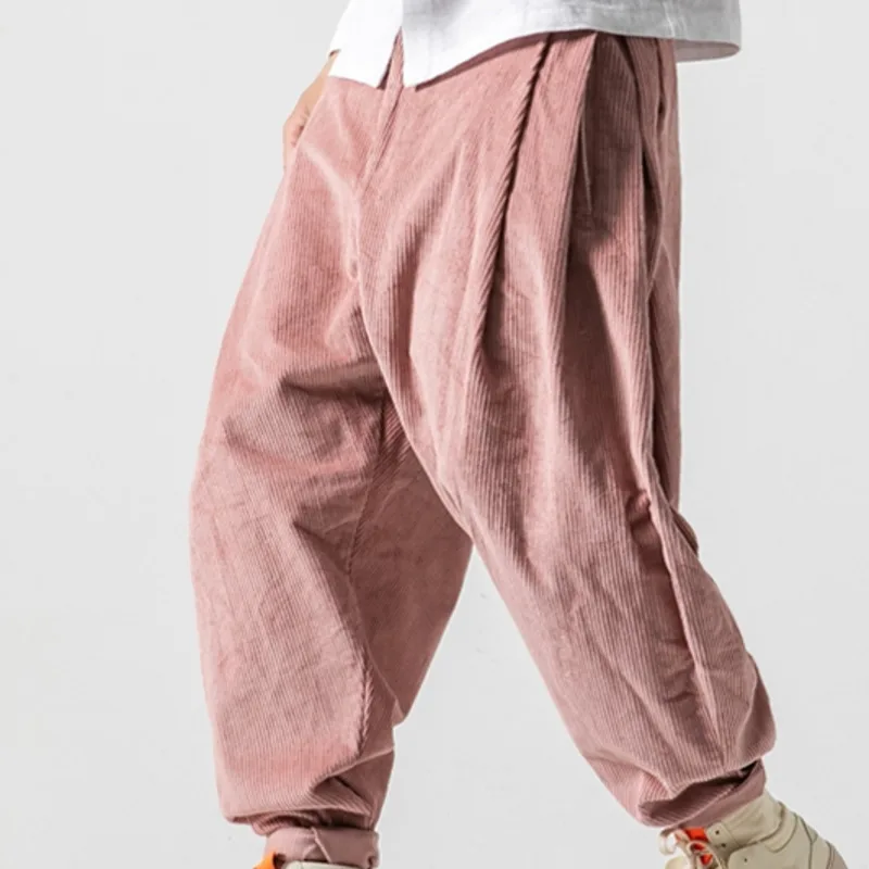Зимние новые вельветовые брюки мужские теплые модные однотонные повседневные брюки мужские уличные дикие хип-хоп свободные шаровары M-5XL