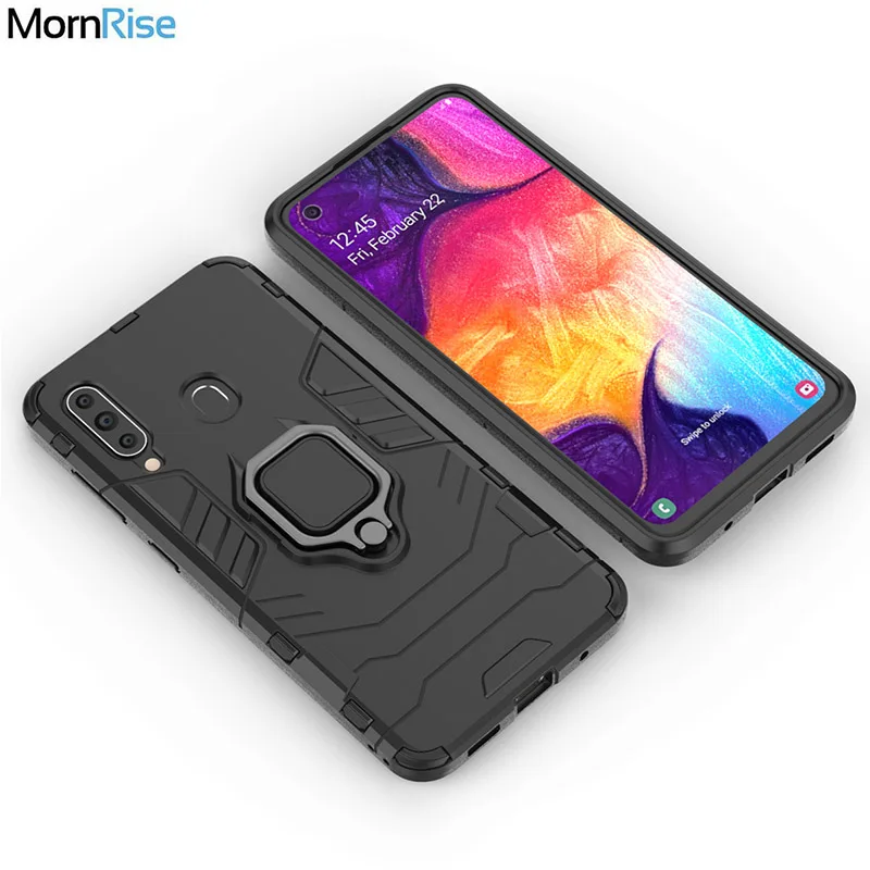 New Dual Layer Phone Cover For Samsung Galaxy A60 Case Tough Hybrid Armor Metal Finger Ring Stand Car Holder Magnetic Suction