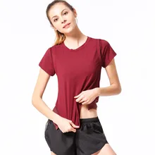 Весенняя Новинка, тонкая спортивная футболка с короткими рукавами, дышащая быстросохнущая одежда для фитнеса, Женская высокая эластичность, для йоги, одежда, Топ