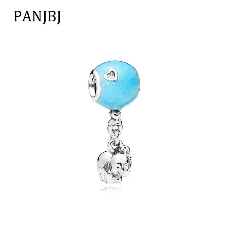 

New Original Free Shipping Silver Plated Bead Alloy Elephant Blue Balloon Charm Fit Pandora Bracelet Necklace DIY Women Jewelry