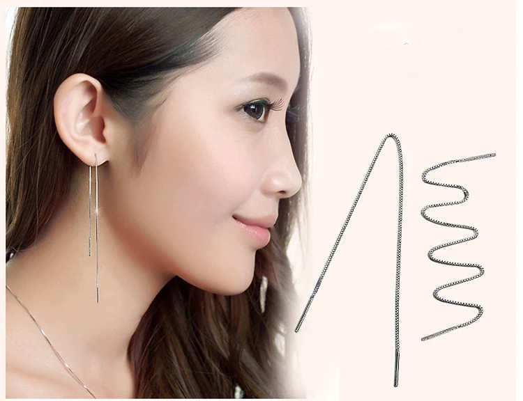 

New Fashion Silver drop Earring Wild Temperament Long Tassel Ear Wire Ear Chain earring For Women Prom Jewelry