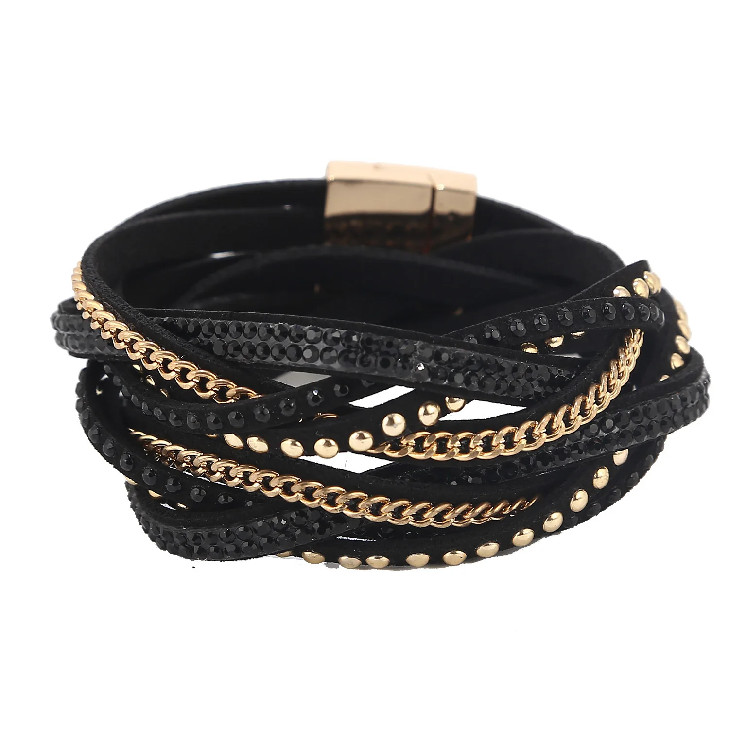 

Eran Fashions Boho Suede PU Chain Long Magnet Bracelet for Women