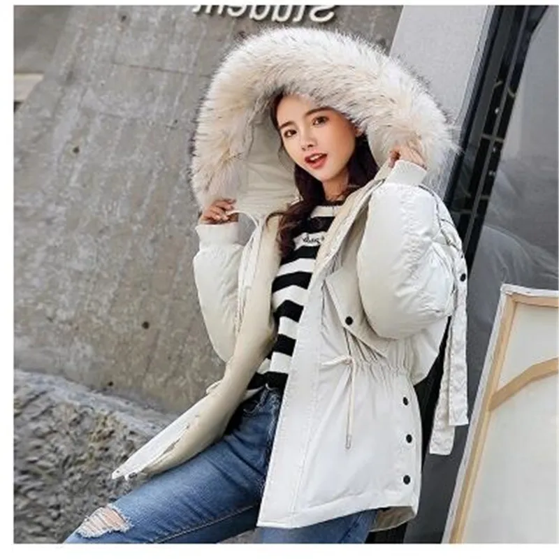 longueur Poilu Un 1 mot long Collier Coton 5 Nouvelles 3 Rembourré De Veste Fit Lâche À 7 Longue 2018 6 Ins 2 Mode Taille Capuche Femmes Robe 4 P88A7