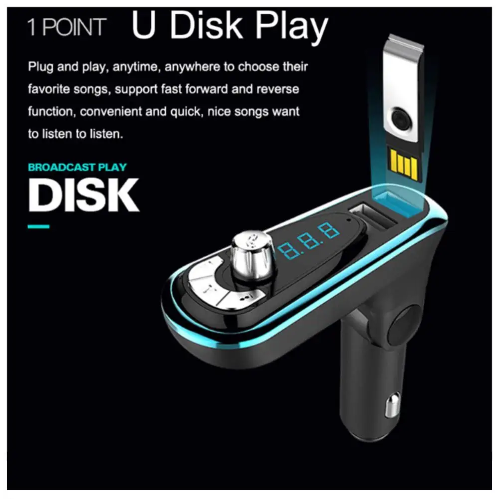 T16 автомобиля MP3 музыкальный плеер Bluetooth Handsfree fm-передатчик двойной зарядное устройство USB Встроенный Dual USB Порты и разъёмы