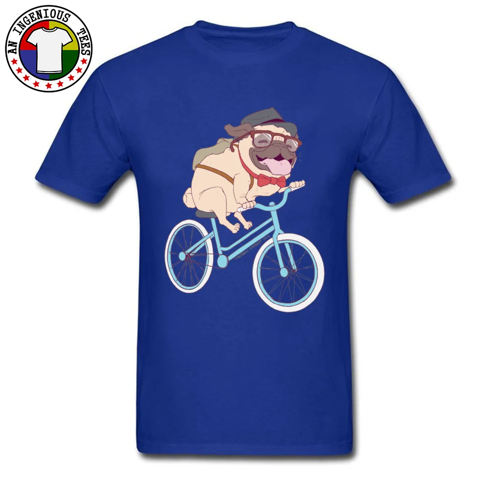cosie Hipster Pug Mens T Shirts High Quality Summer Short Sleeve Tops Shirts Round Neck 100% Cotton Fabric T-shirts Hipster Pug blue