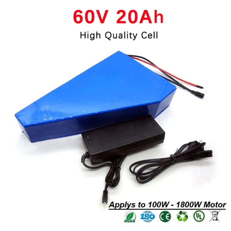 Best 60V 20Ah 1000W Electric Bike Battery E Scooter Battery Triangle Lithium Ion Battery Pack For Electric Bicycle Motor Bike No Tax 5