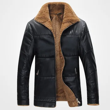 

M-8XL Mens Fur Lined Leather Jacket and Coats Brand Imported Mens Streetwear Mens Faux Fur Leather Jackets Overcoat Cheap C037
