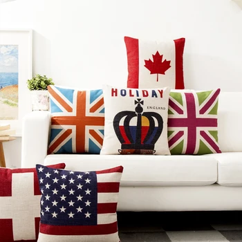 

Europe the United Flag series Simple modern Pillow Cover Home Decorative Pillows Linen Pillow Case Office Sofa Cushion Cover