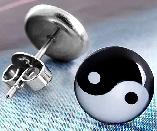 Пара круглых серег 10 мм с символом Инь и Ян|earrings earring|earrings 10mmyin yang earrings |