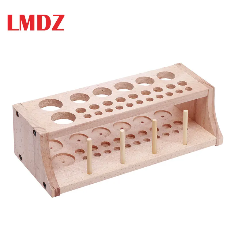 

LMDZ 1Pcs Wooden Leathercraft Tools Holder 27 Holes 4 Spool Thread Stand Rack Stamp Punch Tools Holder Solid Wood Storage