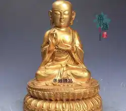 Тибет Буддизм Медь 24 К Золото Gild Кшитигарбха Дзидзо Tangseng Монах Статуя Будды