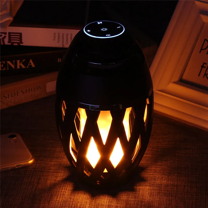 DOITOP HiFi Sound 3D Surround Low Bass Subwoofer Music Loudspeaker Portable Mini LED Flame Lamp Bluetooth
