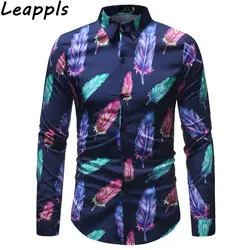 Leappls плюс размеры 5XL гавайская рубашка для мужчин с длинным рукавом рубашки домашние муж. Мода Англия Стиль принт camisa социальной masculina 2018