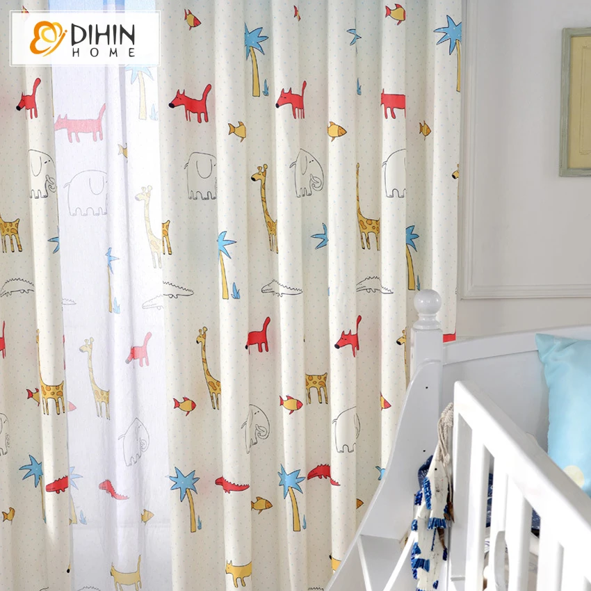 DIHIN Детские занавески из мультфильма готовые для спальни гостиной милые модные