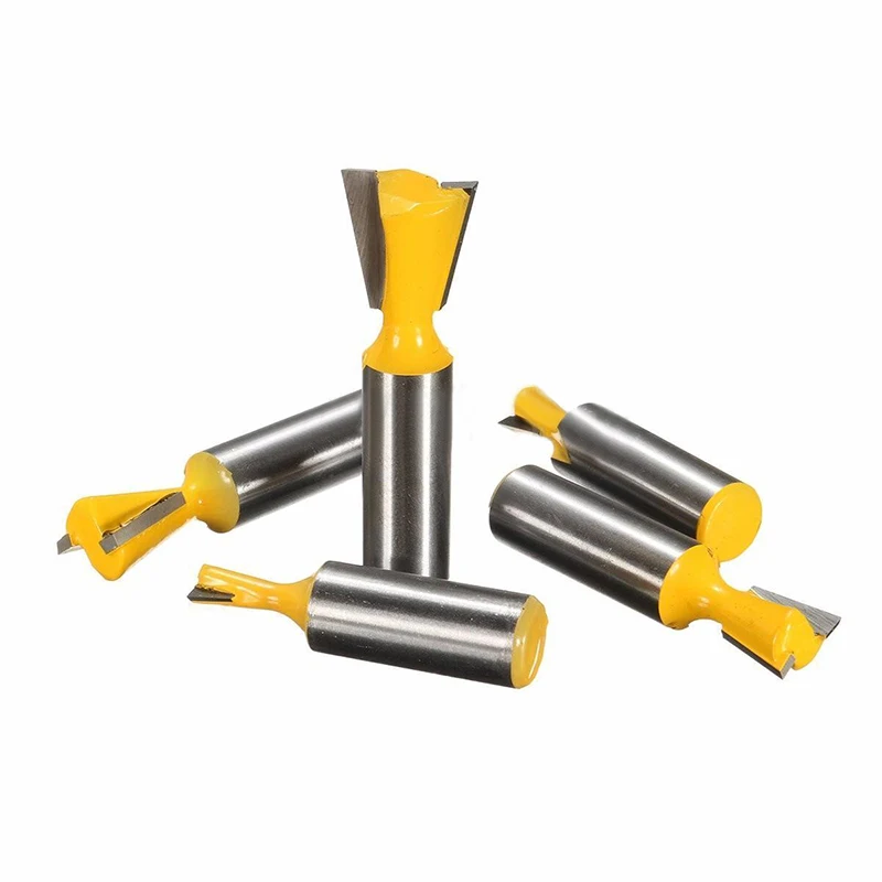 5pcs/set 8 &14 Degree Router Bits Set 1/2" Shank Dovetail Joint
