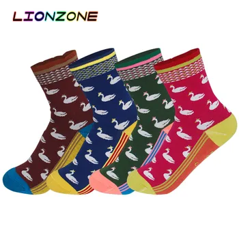 

LIONZONE 4Pairs/Lot Swans Animal Feet Socks 4 Colors Doces Japoneses Calcetines Divertidos Funny Calcetines Mujer