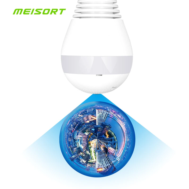 Vente Ip wifi mini caméra cctv surveillance de sécurité bébé à la maison avec LED fonction ampoule 360 degrés caméra sans fil