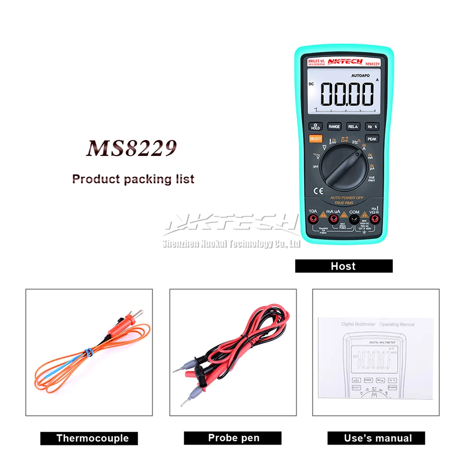 NKTECH Цифровой мультиметр MS8229 Тип rms 19999 Количество авто-диапазон температуры Частота Омметр AC DC Электрический полевой тест