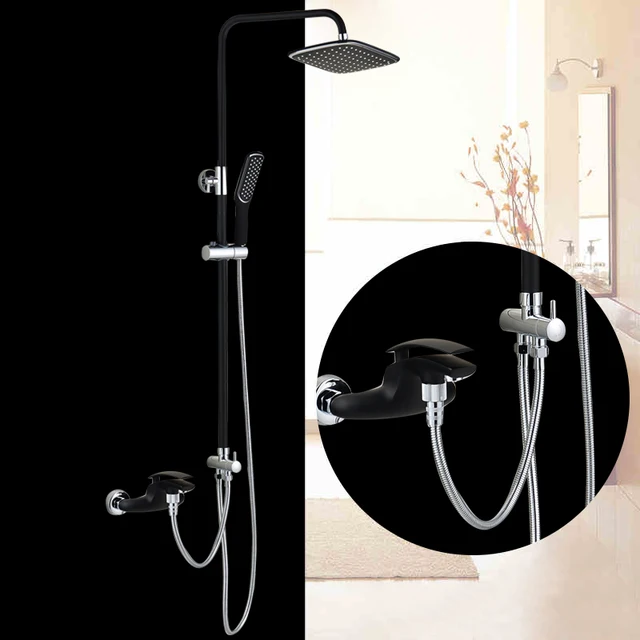 Bakala Luxury Colorful Bathroom Rain Black Shower Faucets Set Bakala Luxury Colorful Bathroom Rain Black Shower Faucets Set With Hand Br