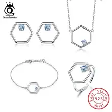ORSA JEWELS Solid 925 Серебряный Женский комплект из стерлингового серебра комплекты ювелирных изделий подлинный синий топаз женский обручальный свадебный ювелирный подарок VS01