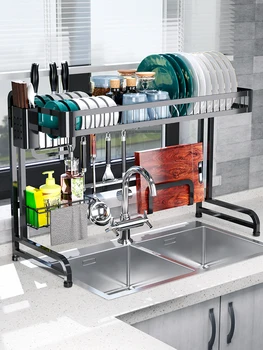 

Tank Drainage Rack Bowl and Dish Rack 304 Stainless Steel Foldable Kitchen Rack Kitchen Storage Holder Tableware Shelf Organizer