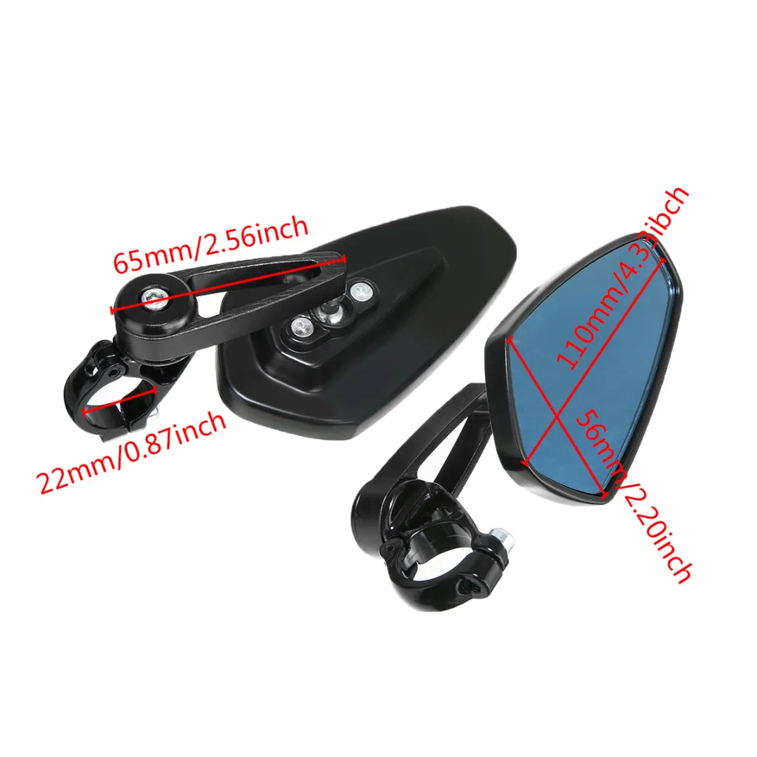 Mayitr 1 Set Motorcycle Aluminum 7/8" 22mm Bar End Side Rearview Mirror Universal Motorbike Bike Handlebar Rear View Mirrors