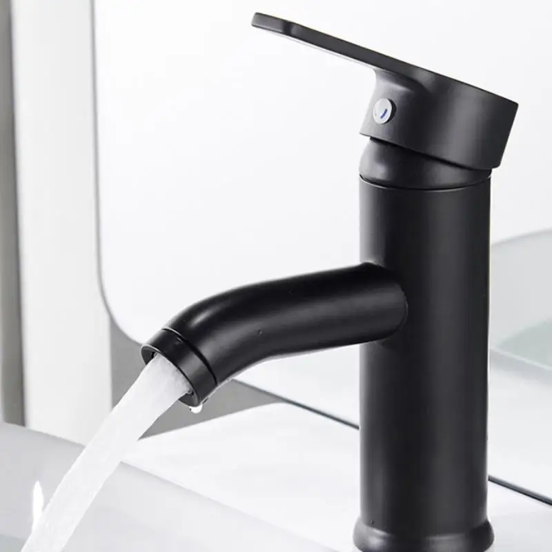 Black Basin Faucets Single Handle Single Hole Bathroom Washbasin Faucet Basin Sink Cold Hot Mixer Tap Kitchen Bath Faucet