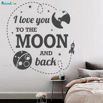 

Nursery Wall Decal I Love You to the Moon and Back Decoration Star Removable Art Lettering Children's Gift Vinyl Murals YT1575