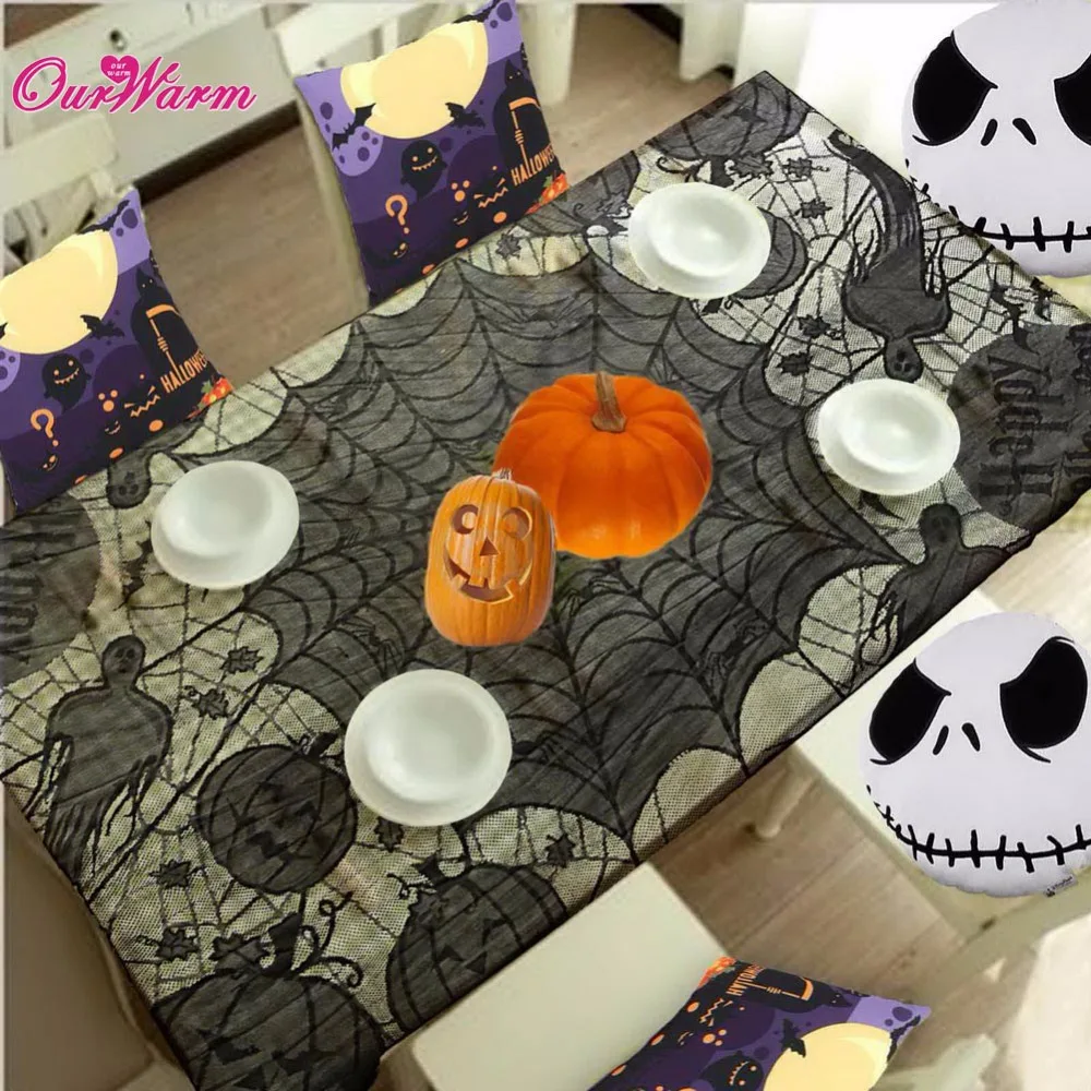 1pc halloween spider web tablecloth lace black table cover for party halloween decorationchina