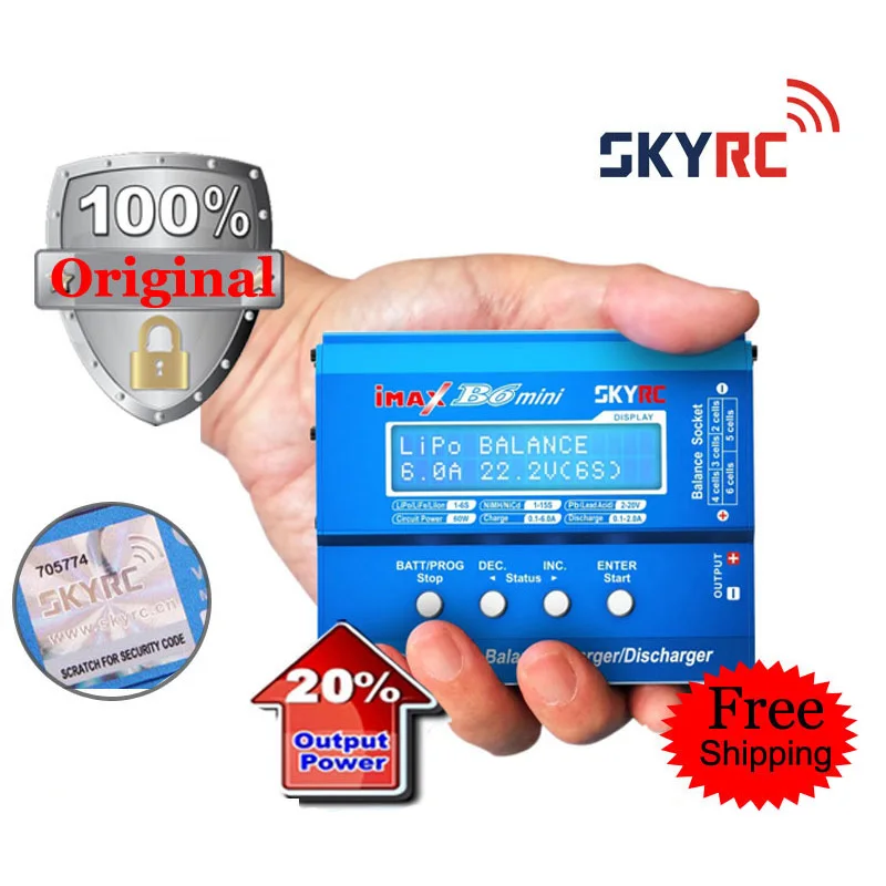60W SKYRC iMAX B6 Mini Original Balance Charger / Discharger for RC Battery Charging with Cooling Fan and PC link original skyrc imax b6 60w mini professional balance charger discharger for rc helicopter toy quadcopter battery charging f00032