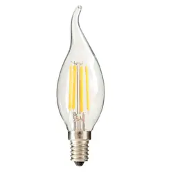 E14 светодиодный выдвижной задний фонарь лампы в форме свечи лампы Ретро лампа Эдисона лампа накаливания свет 2 Вт, 4 Вт, 6 Вт, сферическая