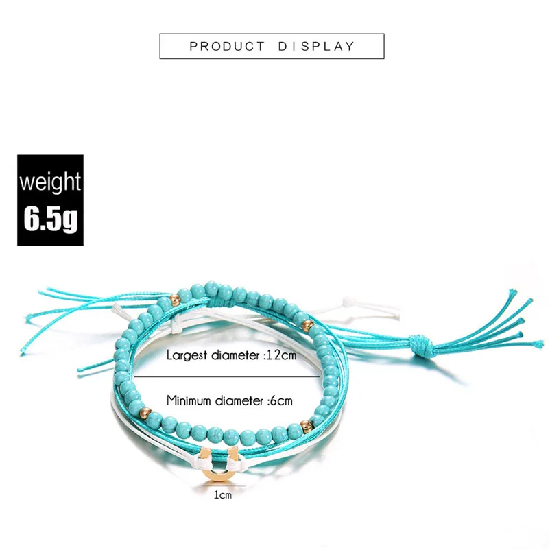 2018 NEW Beads anklets for women Popular Resin Lady Fashion Beach Section Double Beads Anklet Sandals Pulseras Tobilleras J20#N (3)