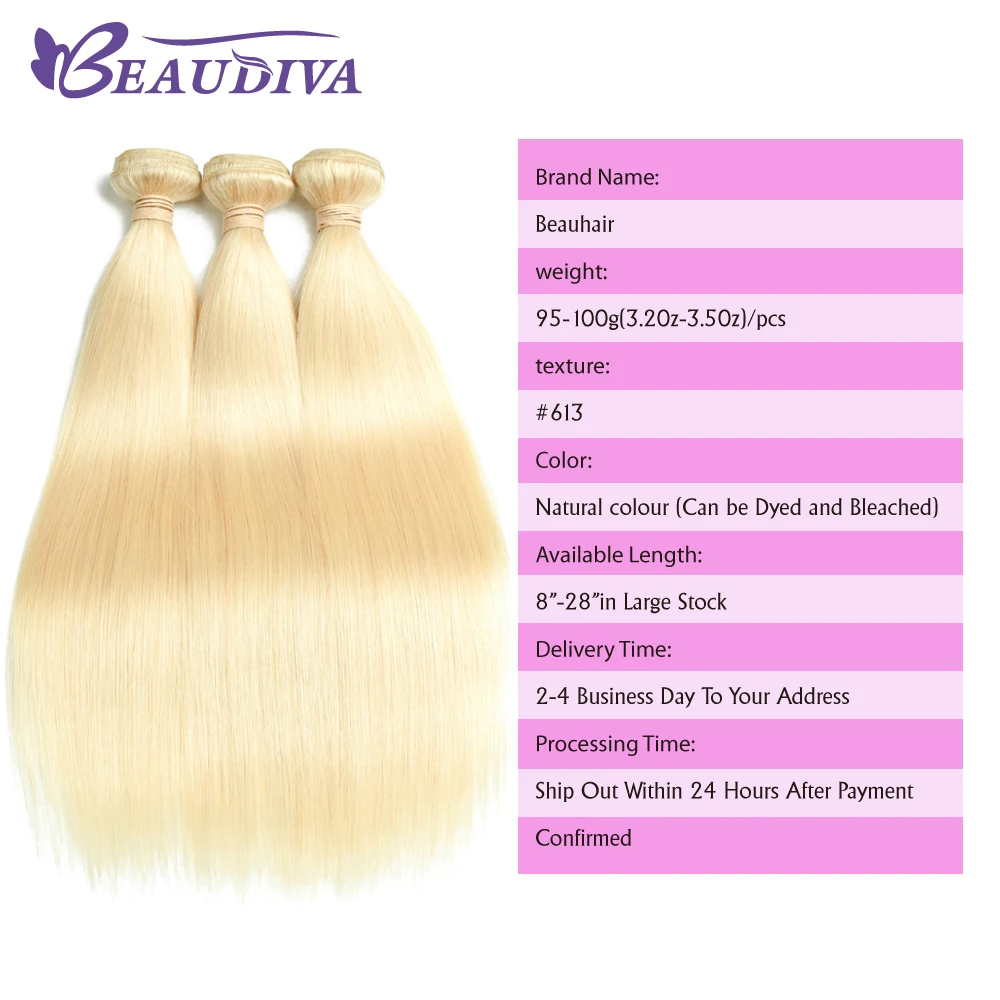 Beaudiva Mongolian Straight Hair 613 Blonde 3 Bundles Remy Hair Weaving 100% Human Hair Extension Bundles Free Ship Beaudiva Mongolian Straight Hair 613 Blonde 3 Bundles Remy Hair Weaving 100% Human Hair Extension Bundles Free Ship
