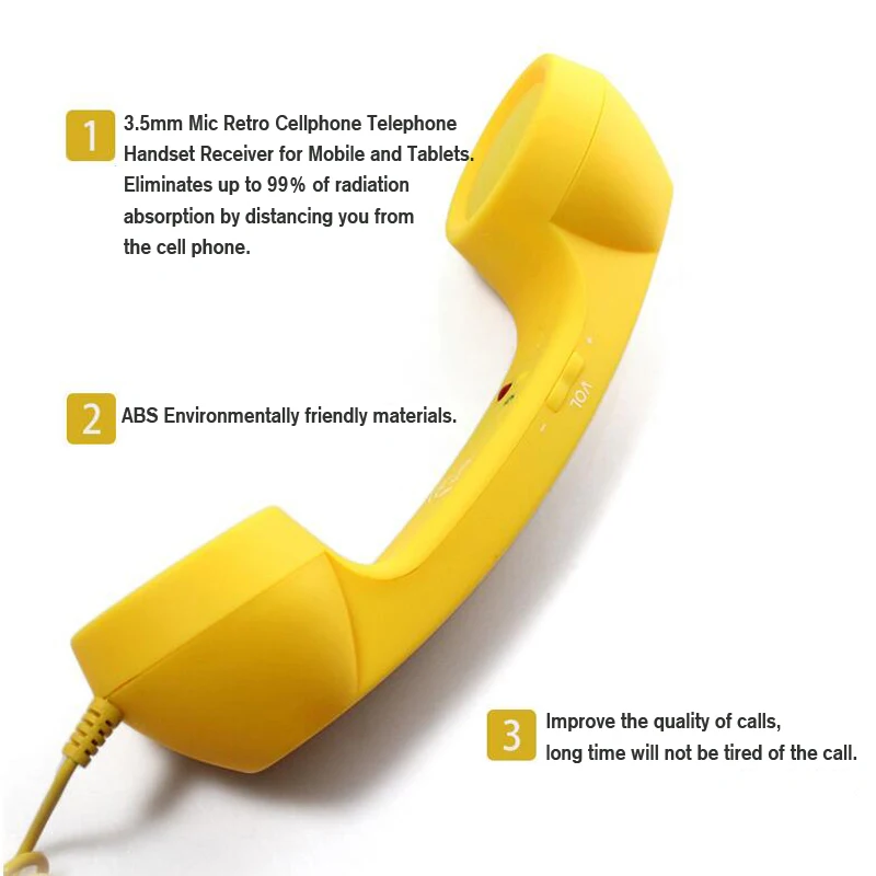 

Telephone Handset Style Fashion Retro Phone Receiver For Mobile Phone 3.5mm Anti-Radiation Cell Phone Headphones