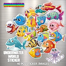 40 PCS underwater world cartoon stickers laptop bag cell phone motorcycle cool car stickers graffiti toy