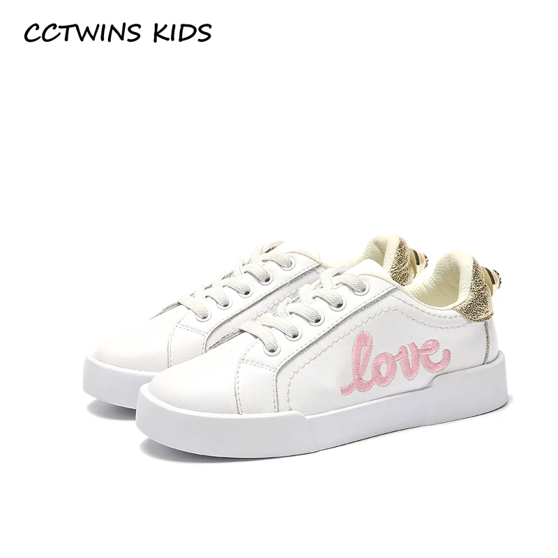 

CCTWINS KIDS 2017 Children Genuine Leather Sport Trainer Baby Girl Kid Pearl Casual Flat Toddler Fashion Embroidery Shoe F1801