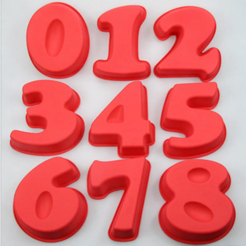 

10 Inch 0-9 Silicone Digital Cake Mold Cake Numbers Shape Cake Decoration Tool for Wedding Birthday Anniversary