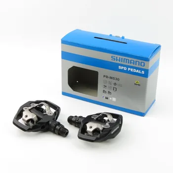 

Original Shimano DEORE Bicycle PD-M530 MTB Mountain Bike Clipless Pedals & SM-SH51 Cleats Black/Silver