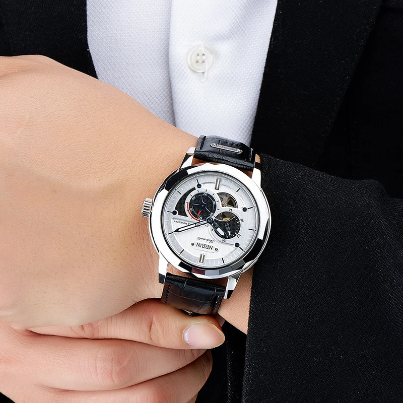 NESUN мужские креативные automatic Tourbillon механические наручные часы водонепроницаемые