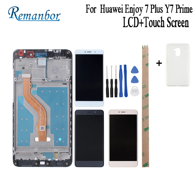 

Remanbor Tested LCD For Huawei Enjoy 7 plus Y7 Prime LCD Display Touch Screen +Frame Assembly For Huawei Enjoy 7 plus+Tools+Case