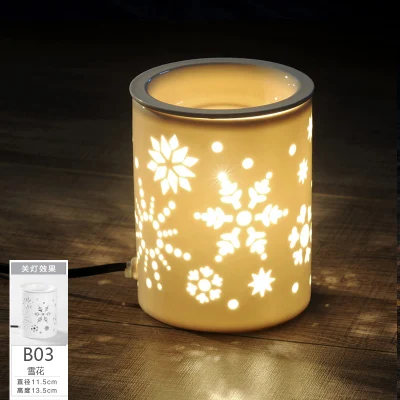 Белая полая электрическая керамическая масляная горелка, ароматическая лампа, фарфоровая масляная лампа, ароматическая горелка - Цвет: B