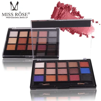 

Miss Rose 15 Color Matte Shimmer Eyeshadow Palette Earth Color Glitter Shine Eye Shadow Nude Pink Pigment Natural Smoky Makeup