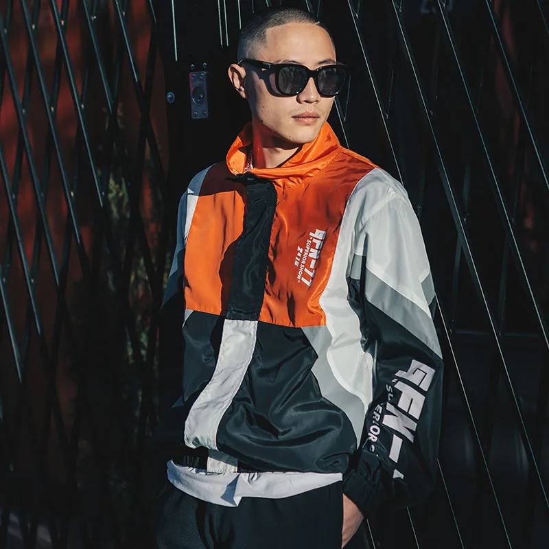 Color Block Jacket Windbreaker Hip Hop Mens Streetwear Jacket Coat Harajuku Vintage Casual Zip Track Jackets Fashion Autumn 2018 Color Block Jacket Windbreaker Hip Hop Mens Streetwear Jacket Coat Harajuku Vintage Casual Zip Track Jackets Fashion Autumn 2018