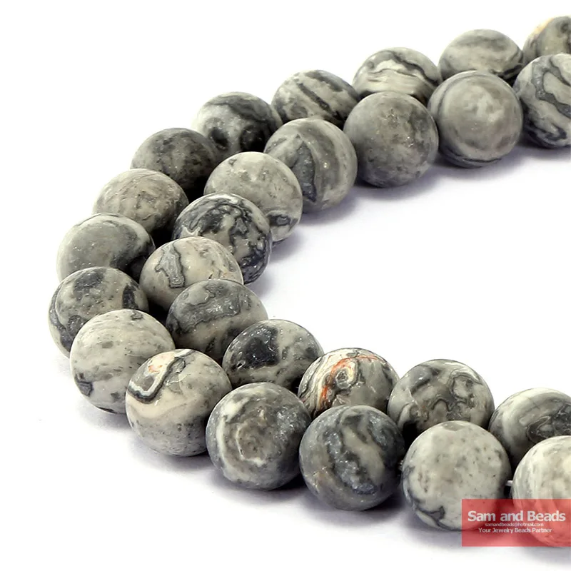

Natural Stone Dull Polish Matte Map Picasso Beads 15" Strand 4 6 8 10 12MM Pick Size For Jewelry Making MJB02