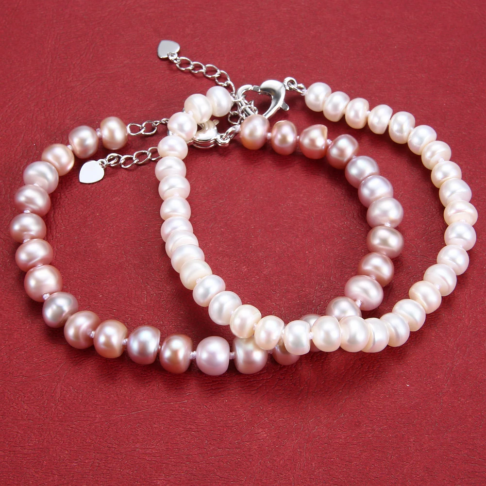 SEVEN GIRL Natural Freshwater Pearl Bracelet for Women Wedding Fashion charm Bracelet Fine Jewelry